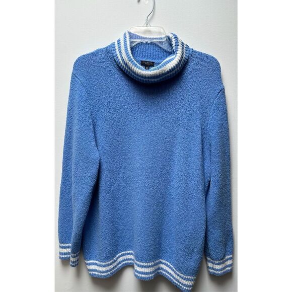 Talbots Sweaters - Talbots women’s blue turtleneck sweater with white stripes size 2XP. #26-1491